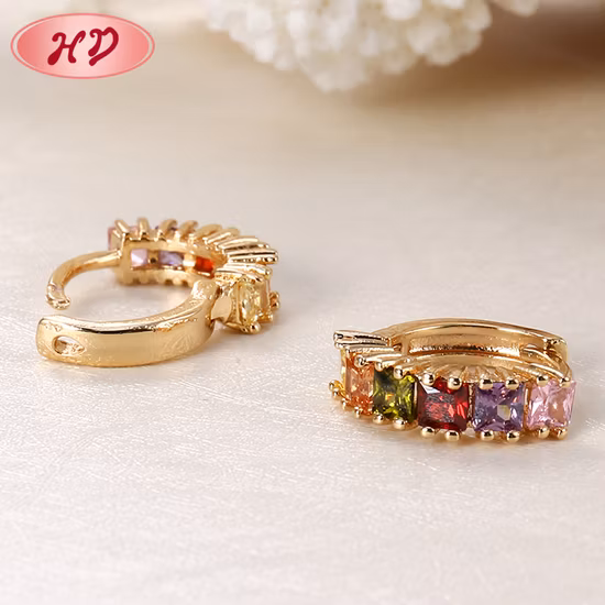 Fashion Silver Alloy 18K Gold Plated Hoop Huggie CZ Earrings with Pearl Crystal for Women