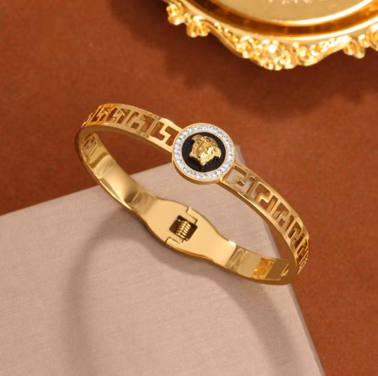 Fashion Jewelry Designer Ladies Women Crystal CZ Cubic Zirconia Stainless Steel Love Screw Famous Brand Bracelets & Bangles