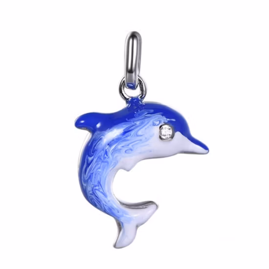 Girl′ S 925 Silver Enamel Dolphin Pendant Earring Jewelry Set