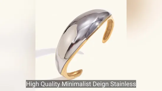 Stainless Steel Gold Plated Jewellery Two Tone C Shapled Bangle